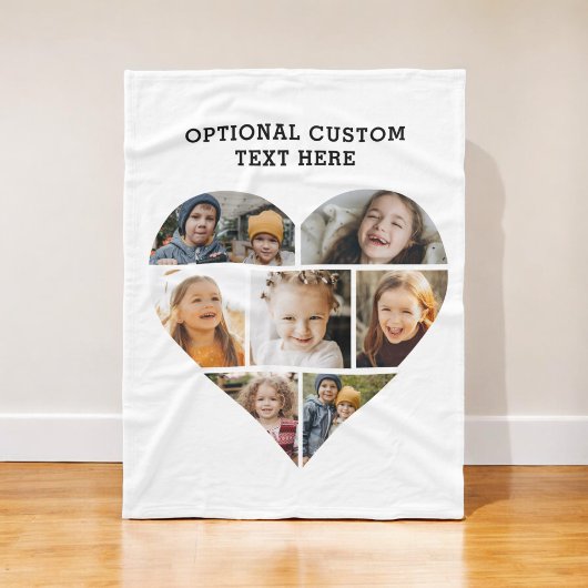 Heart Photo Collage 7 Afbeelding gepersonaliseerd Fleece Deken