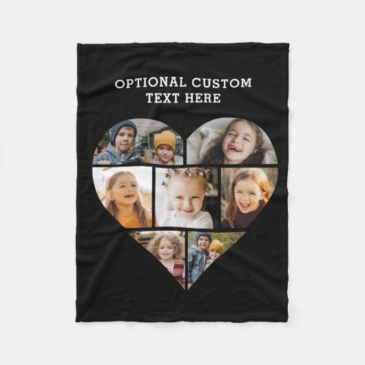 Heart Photo Collage 7 Afbeelding Gepersonaliseerd  Fleece Deken (Voorkant)