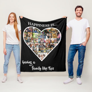 Heart Photo Collage | Geluk is een gezin hebben Fleece Deken