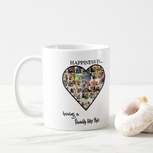Heart Photo Collage Geluk is een gezin hebben Koffiemok
