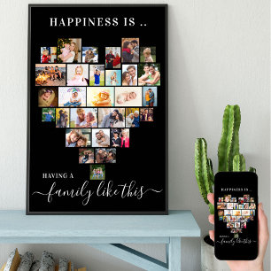 Heart Photo Collage Happiness is een familie als d Poster