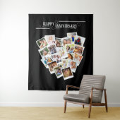 Heart Photo Collage Happy Jubileum Black Wandkleed (In situ)