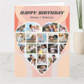 Heart Photo Collage Personalized Groovy Birthday Kaart (Voorkant)