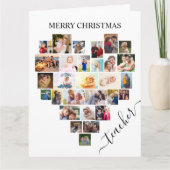 Heart Photo Collage Teacher Script Holiday Kaart (Voorkant)