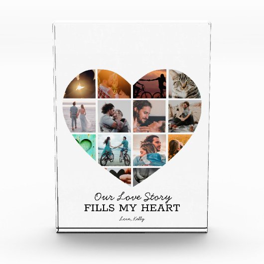 Heart Photo Collage Valentijnse aangepaste tekst V Fotoblokken (Voorkant)