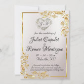 Heart, Photo & Gold Frame on Ruby Red Save The Date (Achterkant)