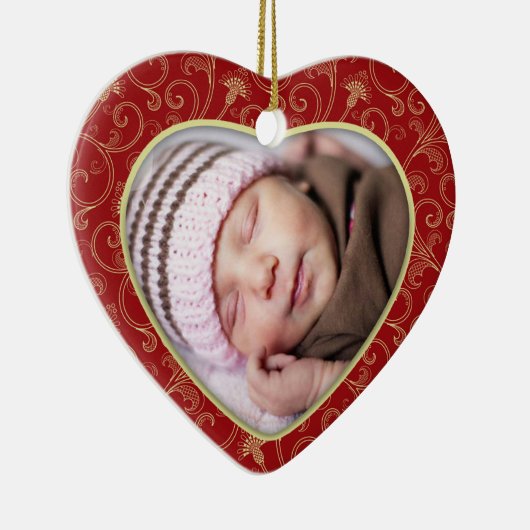 Heart Photo-kerstversiering Keramisch Ornament (Rechts)