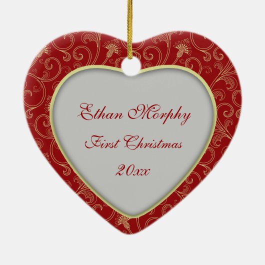 Heart Photo-kerstversiering Keramisch Ornament (Achterkant)