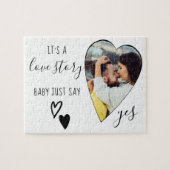 Heart Photo Voorstel Love Story Zeg ja Legpuzzel (Horizontaal)