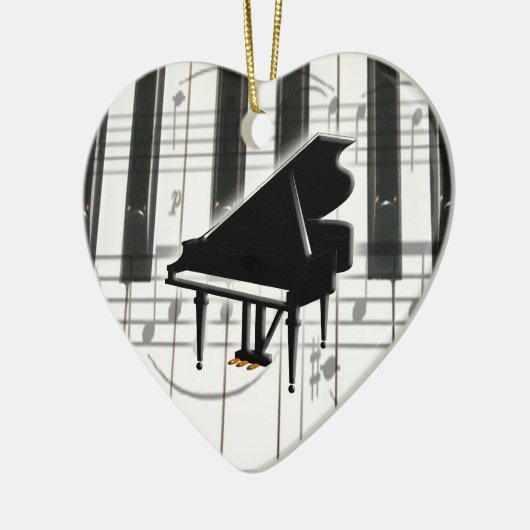Heart Piano Keyboard Ornament (Links)