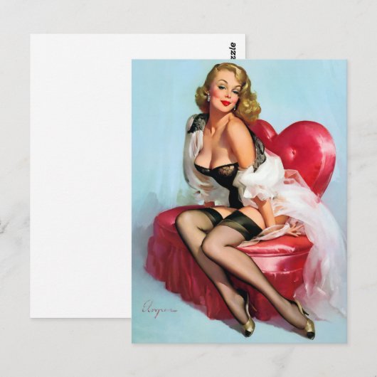 Heart Pin Up Briefkaart (Voorkant / Achterkant)