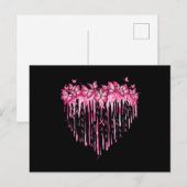 Heart Pink Ribbon Butterflies Breast Cancer Awaren Briefkaart (Voorkant / Achterkant)
