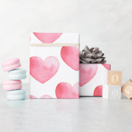 Heart Pink Waterverf Patroon Cadeaupapier