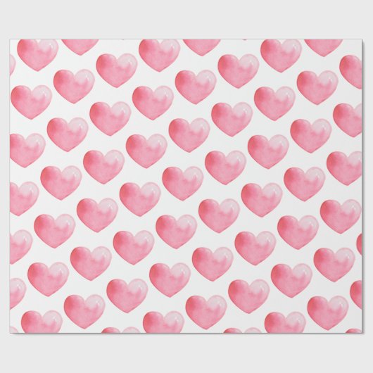 Heart Pink Waterverf Patroon Cadeaupapier (Vlak)