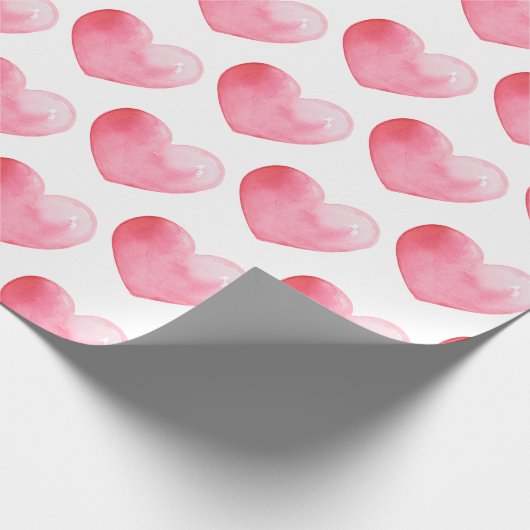 Heart Pink Waterverf Patroon Cadeaupapier (Hoek)