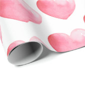 Heart Pink Waterverf Patroon Cadeaupapier (Rol Hoek)