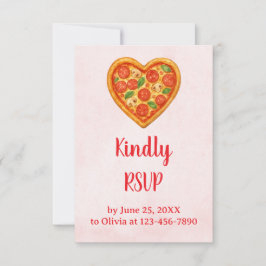 Heart Pizza RSVP Card | Red Checkered Italian Bedankkaart