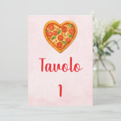 Heart Pizza Table Numbers | Red Checkered Italian Kaart (Staand voorkant)