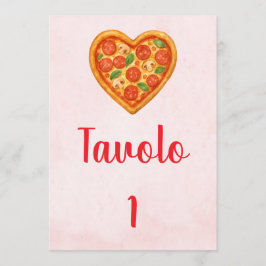 Heart Pizza Table Numbers | Red Checkered Italian Kaart