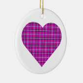 Heart Plaid Pink Purple Black Keramisch Ornament (Rechts)