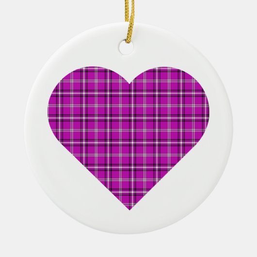 Heart Plaid Pink Purple Black Keramisch Ornament (Voorkant)