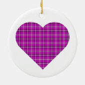 Heart Plaid Pink Purple Black Keramisch Ornament (Achterkant)