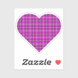 Heart Plaid Pink Purple Black Sticker