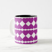 Heart Plaid Purple Black Pink Tweekleurige Koffiemok (Voorkant links)