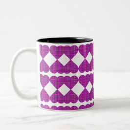 Heart Plaid Purple Black Pink Tweekleurige Koffiemok