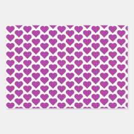 Heart Plaid Purple Pink Black Inpakpapier Vel