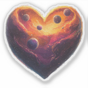 Heart Planet Valentijnsdag Sticker