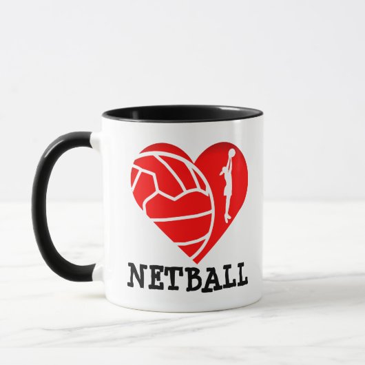Heart Player Silhouette I Love Netball Mok (Links)