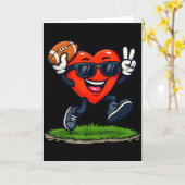 Heart Playing American Football Rugby Valentine Me Kaart (Gele Bloem)