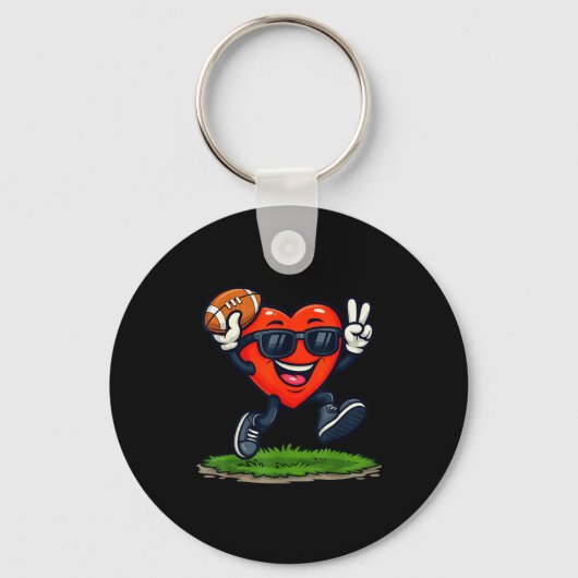 Heart Playing American Football Rugby Valentine Me Sleutelhanger (Voorkant)