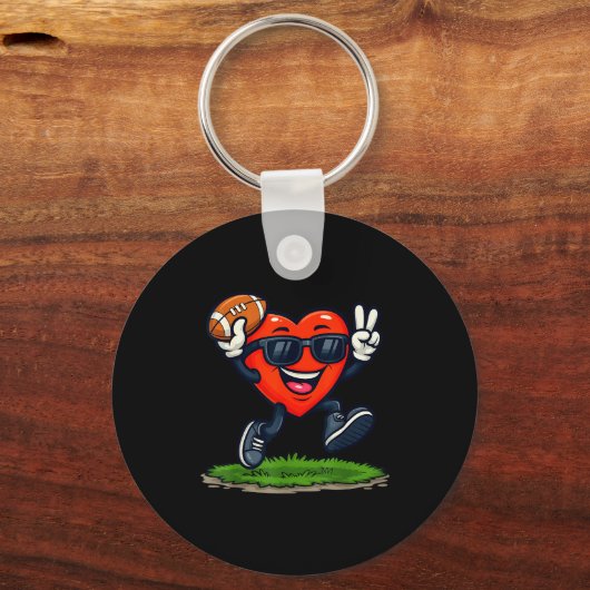 Heart Playing American Football Rugby Valentine Me Sleutelhanger (Voorkant)