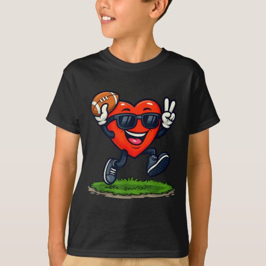 Heart Playing American Football Rugby Valentine Me T-shirt (Voorkant)