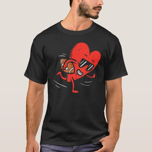 Heart Playing American Football Valentines Day Spo T-shirt (Voorkant)