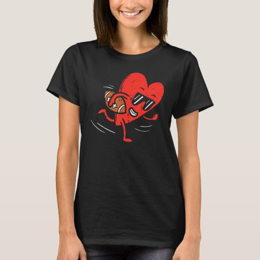 Heart Playing American Football Valentines Day Spo T-shirt (Voorkant)