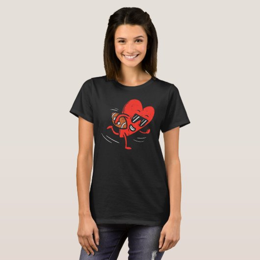 Heart Playing American Football Valentines Day Spo T-shirt (Voorkant volledig)