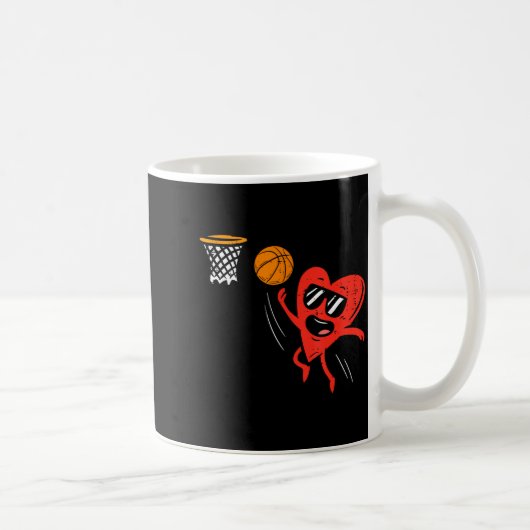 Heart Playing Basketball Cute Valentines Day Srts  Koffiemok (Rechts)
