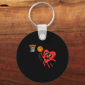 Heart Playing Basketball Cute Valentines Day Srts  Sleutelhanger (Voorkant)