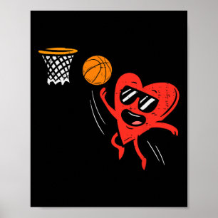 Heart Playing Bysketbyll Schattigee Valentijnsdag Poster