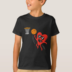 Heart Playing Bysketbyll Schattigee Valentijnsdag  T-shirt