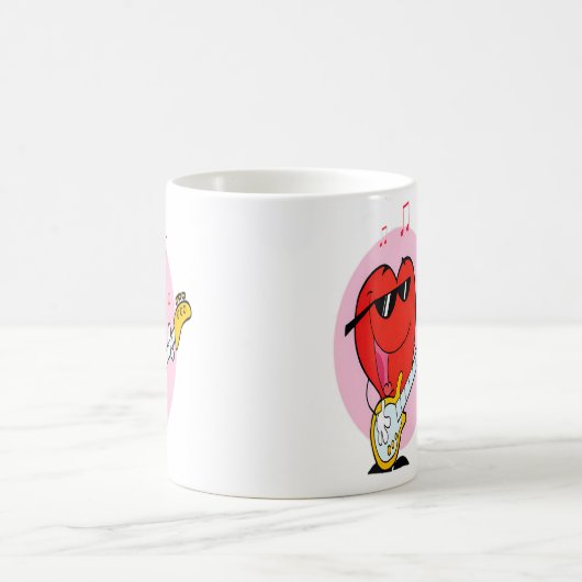 Heart Playing Music Valentines Tshirt For Men Wome Koffiemok (Center)