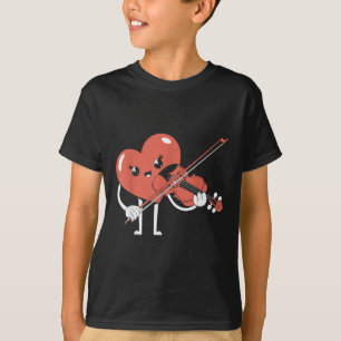 Heart Playing Viool Valentijnsdag Muziek Love Mus T-shirt
