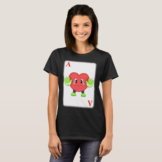 Heart Poker kaarten T-shirt (Voorkant volledig)