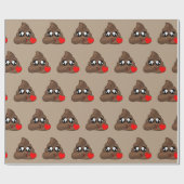 Heart Poop Emoji Love Cadeaupapier (Vlak)
