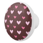 Heart Pop Ceramic Knob – Pink on Chocolate Keramische Knop (Rechts)