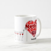 Heart Posities Word Cloud Netball-trainer Koffiemok (Voorkant rechts)