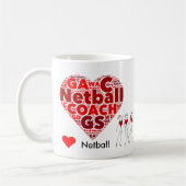 Heart Posities Word Cloud Netball-trainer Koffiemok (Links)